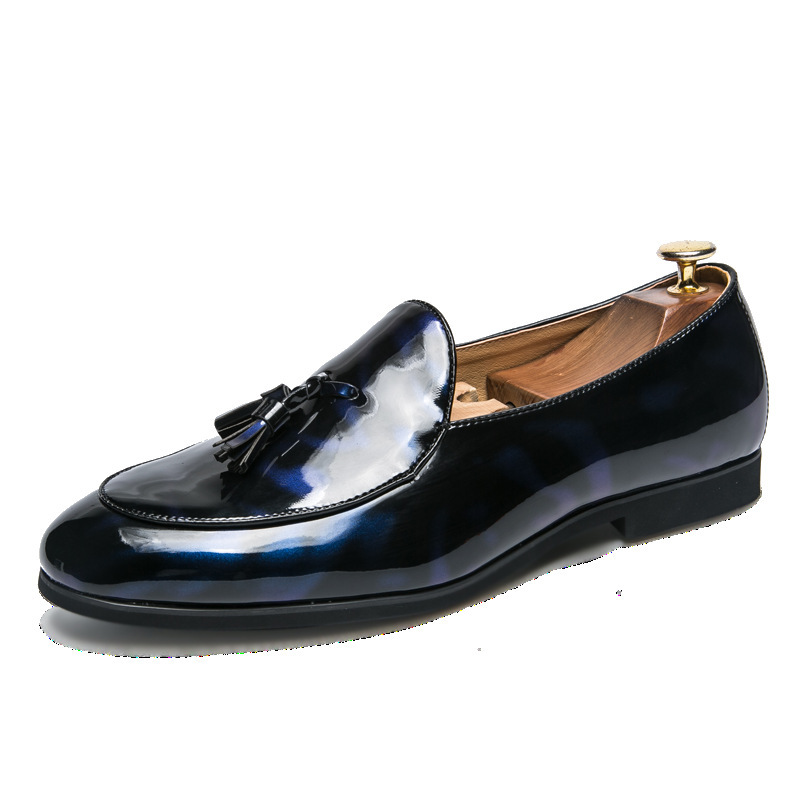 Men's Baotou Slip-On Tassel Patent Leather Wedding Shoes