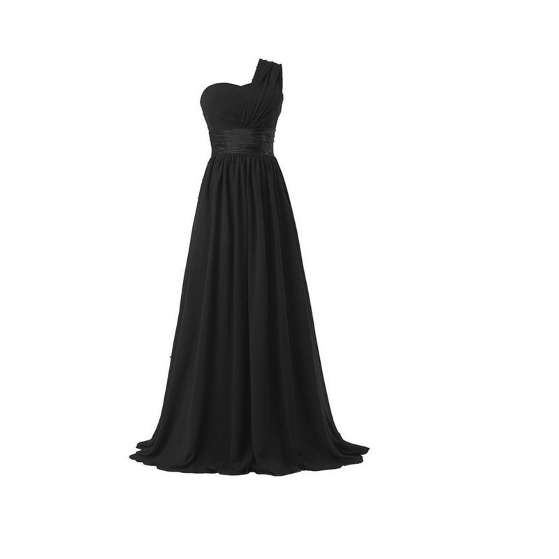 One Shoulder Chiffon A-Line Evening Bridesmaid Dress