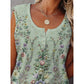 Floral Print Buttons Sleeveless Vest Tops