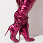 Metallic Pointed Toe Over The Knee Boots