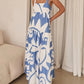 Bohemian Style Geometric Print Back Smocked Loose Maxi Dress