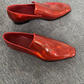 Men's Square Toe Red Metallic Slip-On Leather Loafer