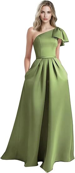 One-Shoulder Sleeveless Long Satin Dress