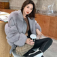 Long Sleeves Zipper Faux Fur Jacket