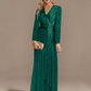 Long Sleeve V Neck Sequined Evening Dress