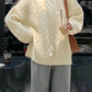 Solid Cable Knit Pullover Sweater