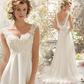 A-Line Lace Embroidered Sleeveless Court Train Wedding Dress