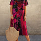 Women's Chiffon Abstract Print V Neck Flutter Sleeve Midi Dress