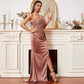 Pink Tube Top High Split Satin Prom Dress