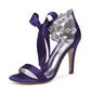 Satin Block Heel Open Toe Wedding Sandals