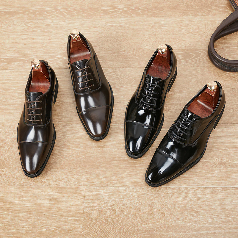 Man's Baotou Lace Up Derby Wedding Shoes