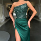 Strapless Sleeveless Long Slit Prom Dress