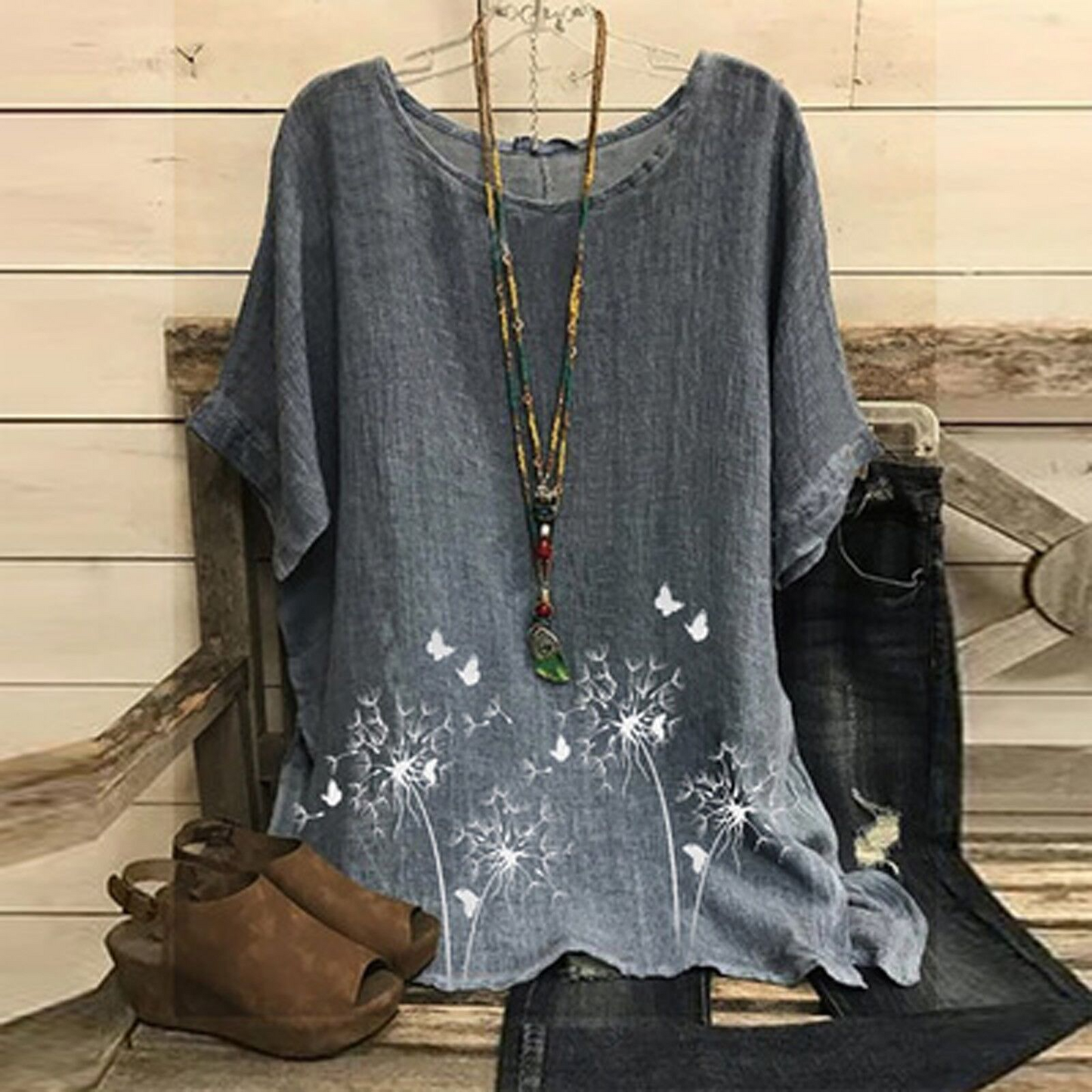 Casual Gray Printed Short Sleeves Shirt