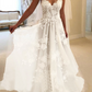 Lace A-Line V Neck Sleeveless Wedding Dress