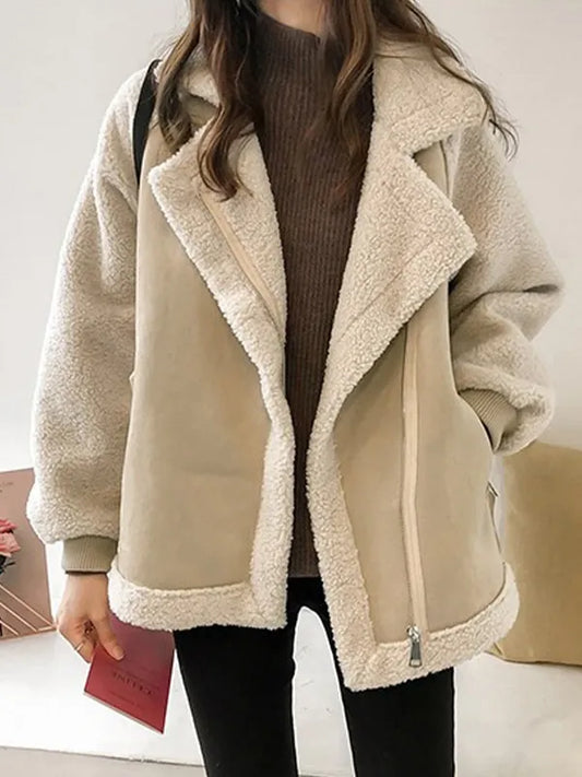 Lambswool Suede Patch Loose Jacket