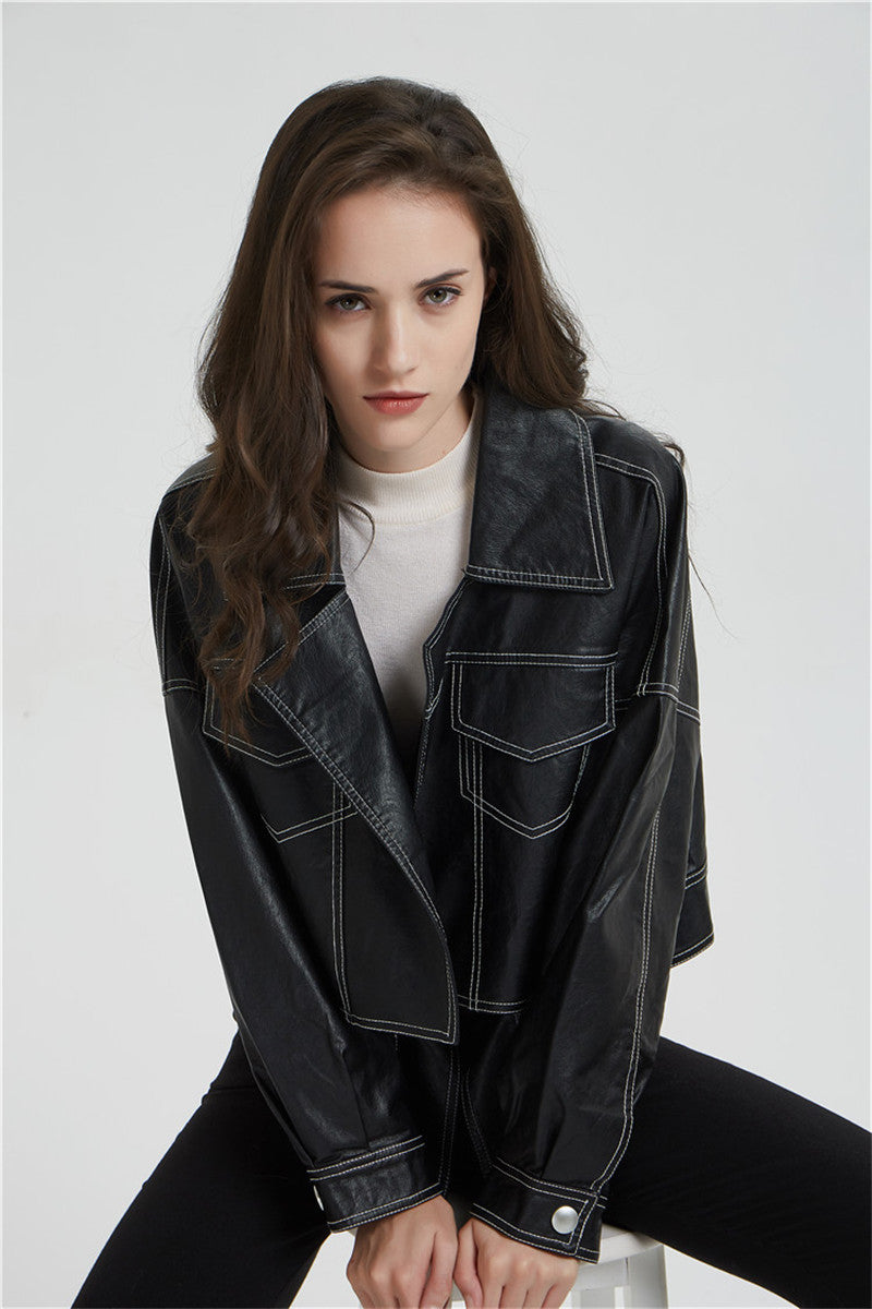 Split Hem Faux Leather Jacket