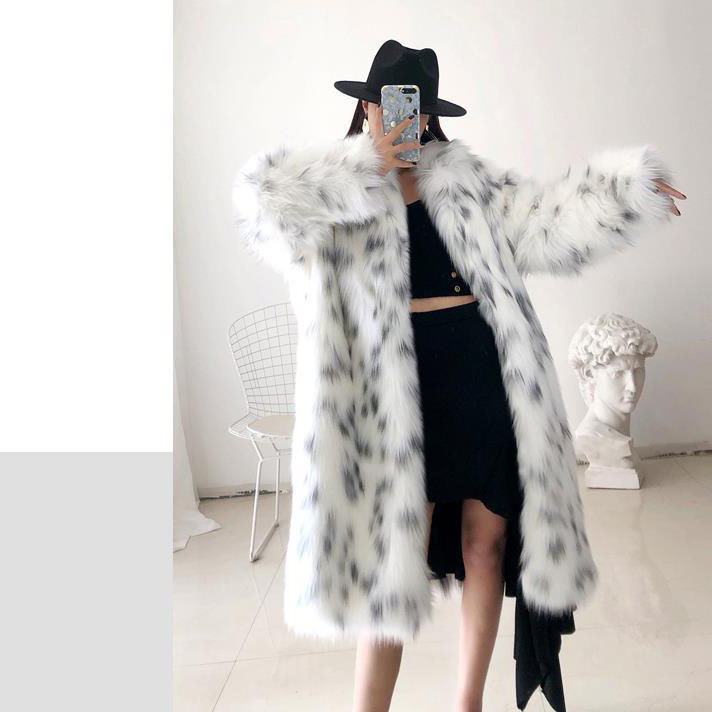 Black and White Two Tone Long Faux Fur Coat