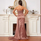 Pink Tube Top High Split Satin Prom Dress