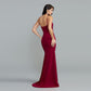 Deep V-Neck Sleeveless Split Leg Banquet Evening Dress