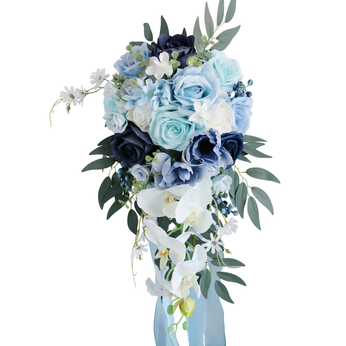 Blue Artificial Rose Wedding Bouquets