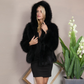 Black Long Sleeves Winter Faux Fur Coat