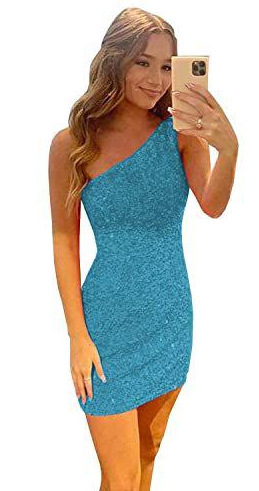 Sequin Oblique Shoulder Sleeveless Mini Dress