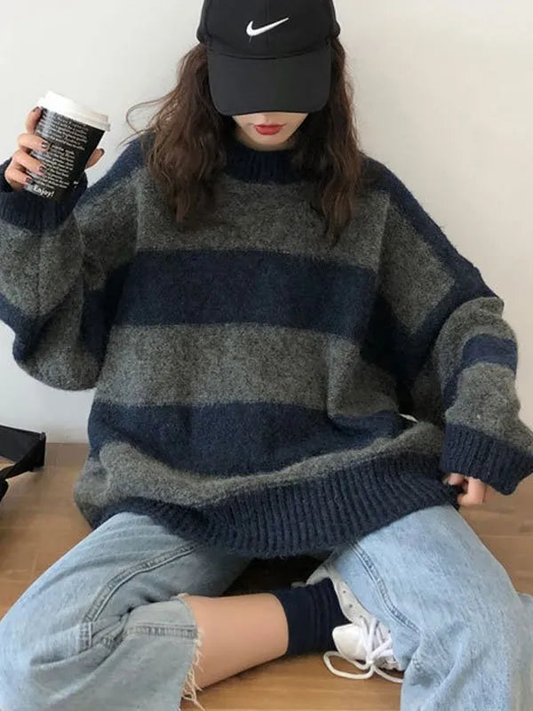 Oversized Stripe Pullover Sweater