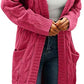 Women Hooded Open Front Cardigan Cable Knit Sweater