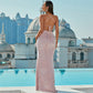 V Neck Open Back Sequin Maxi Formal Dress