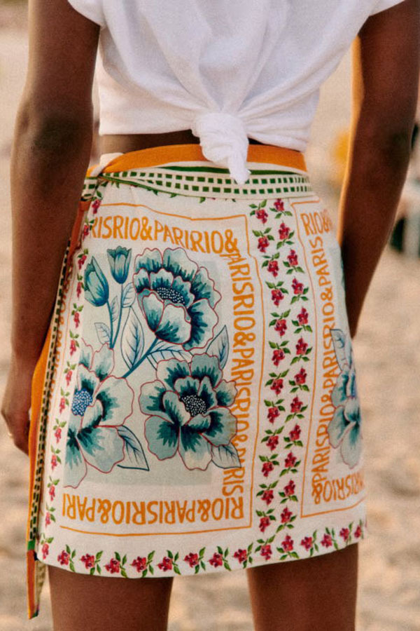 Floral Printed Wrap Knotted Mini Skirt