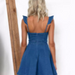 Ruffle Strap Mini Denim Dress