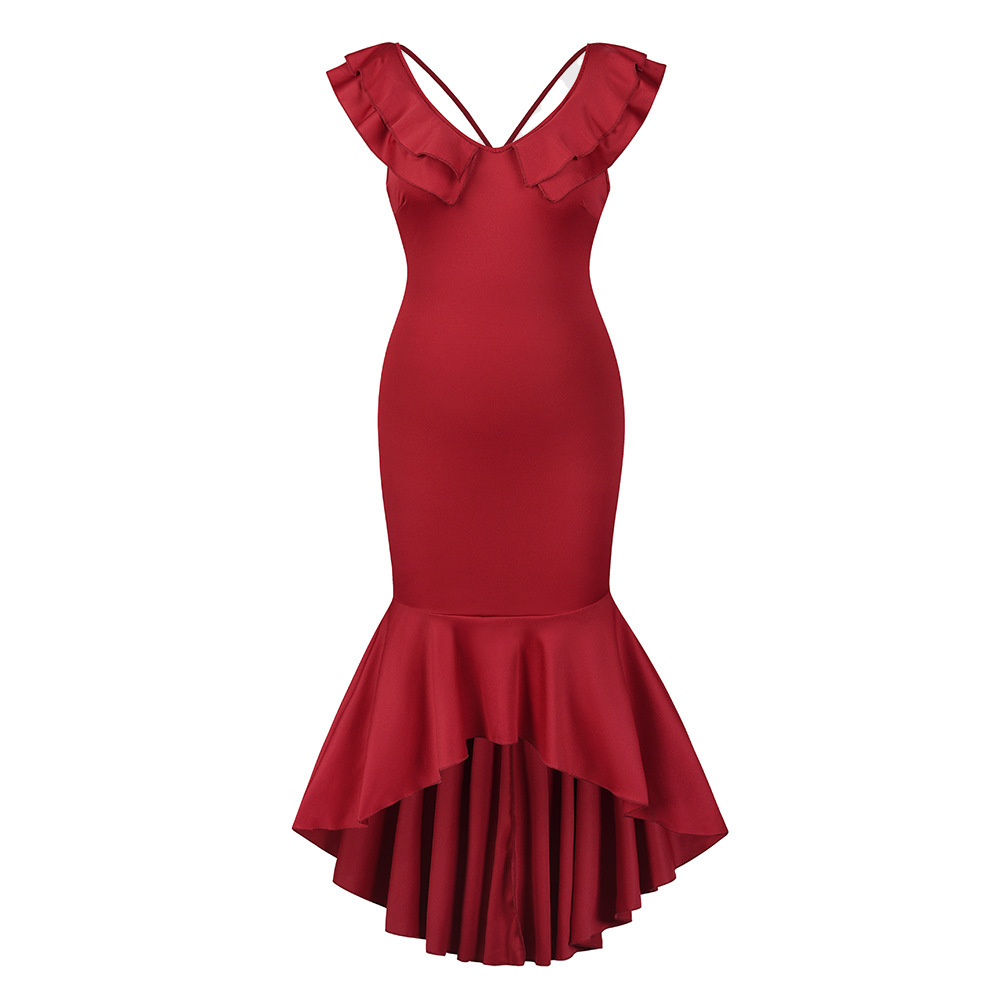 Ruffle Strap High-Low Hem Dress