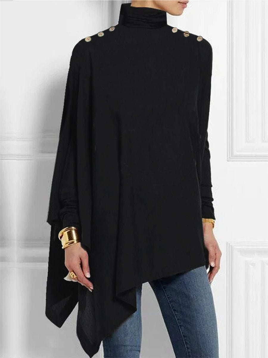 Women's Asymmetrical Long Sleeve High Neck Top