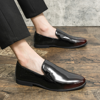 Men's Gradient Leather Round Toe Slip-On Loafers