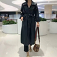 Loose Belt PU Leather Trench Coat