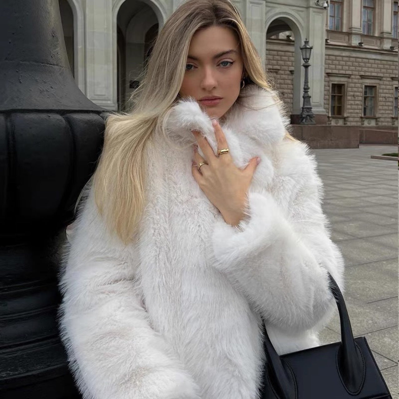 Fluffy Faux Fur Women Thick Overcoat