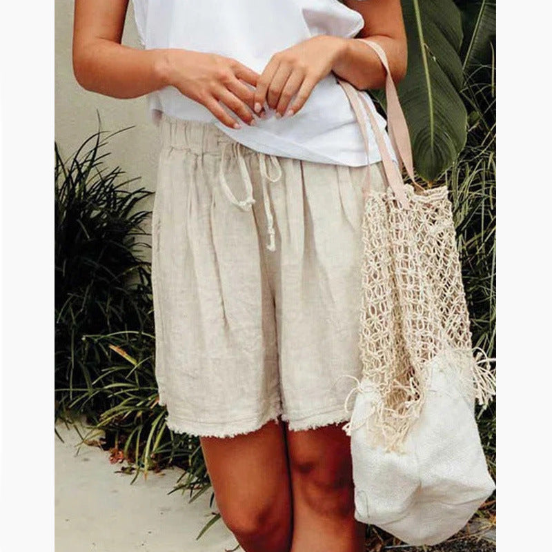 Casual Solid Color with Pockets Sashes Shorts