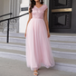 Cap-sleeved V Neck A-line Tulle Dress