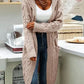 Women Hooded Open Front Cardigan Cable Knit Sweater