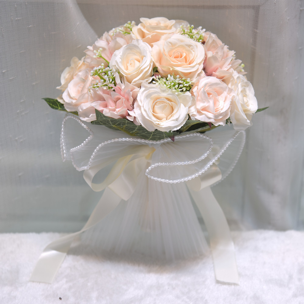 Pink Satin Premade Bridal Bouquet