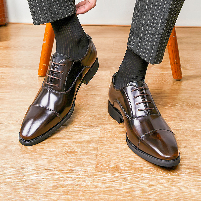 Man's Baotou Lace Up Derby Wedding Shoes