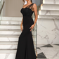 Simple Oblique Shoulder Sleeveless Long Prom Dress