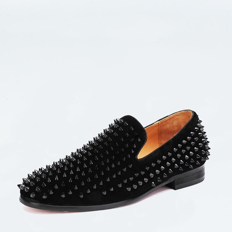 Men's Suede Leather Rivets Artwork Slip-On Party Shoes