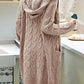 Women Hooded Open Front Cardigan Cable Knit Sweater