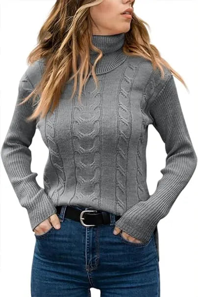 Long Sleeves Knitted Turtleneck Pullover Sweaters