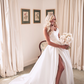 A-Line Sweetheart Satin Sweep Train Wedding Dress With Split Front