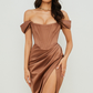 Off-Shoulder Sleeveless Long Slit Prom Dress