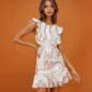 White Sequin Ruffled Backless Dress