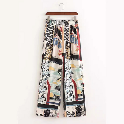 Floral Printed High Waisted Straight Leg Pants