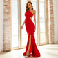 Red High Neck Sleeveless Backless Long Prom Dress